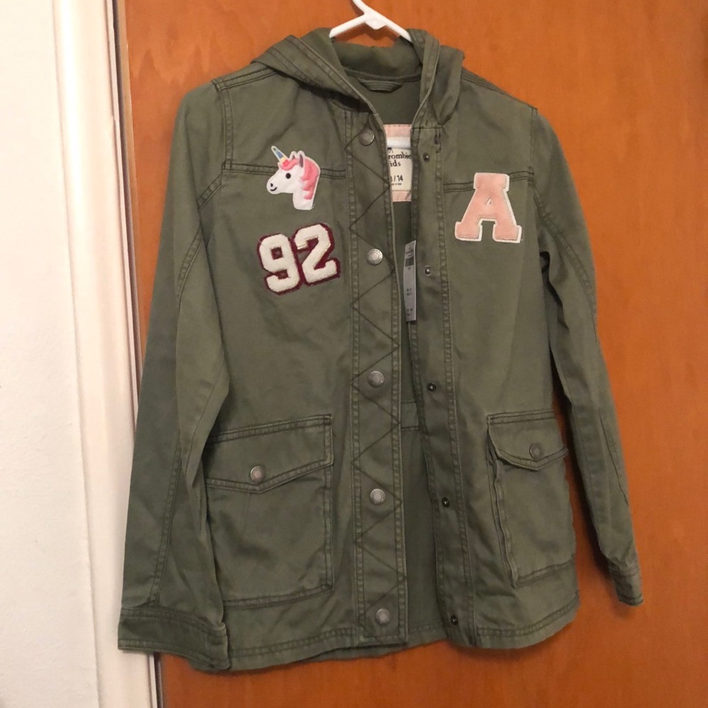 Girls Army Green Abercrombie Jacket, Sz 13/14 NWT
